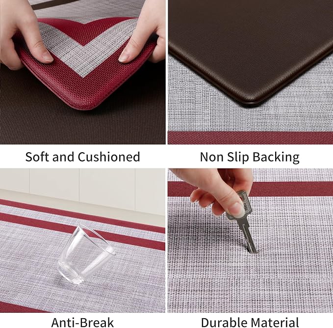 Mattitude Kitchen Mats Set of 2 Cushioned 0.47 inch Thick Rugs Non-Skid - Image 5