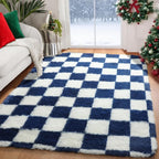 KICMOR Navy Blue and Cream White Rugs - Image 9
