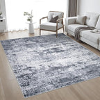 8x8 Area Rug Living Room Rug: Washable Modern Abstract Soft Thin Rug Indoor - Image 2