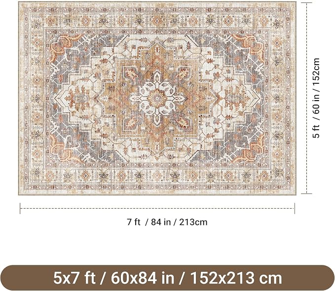 befbee 5x7 Area Rugs for Living Room, Stain Resistant Washable Rug, Non-Slip - Image 2