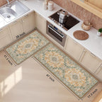 Boho Kitchen Mats for Floor 2 Piece Set Anti Fatigue Cushioned PVC Kitchen Rugs - Image 2