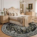 Round Area Rug for Living Room: 8 ft Washable Vintage Boho Soft Thin Circle Rug - Image 4