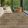 Vintage Gold Brown Living Room Rug, 7x10 Washable Area Rugs by HazoHaus