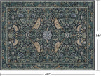 Traditional Washable Entryway Rugs, 3x4 Blue and Green Floral Kitchen Mat - Image 2