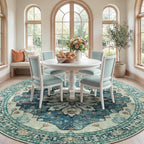 RELEANY Area Rugs Round 8ft Washable Non-Slip, Floral Vintage Distress - Image 2