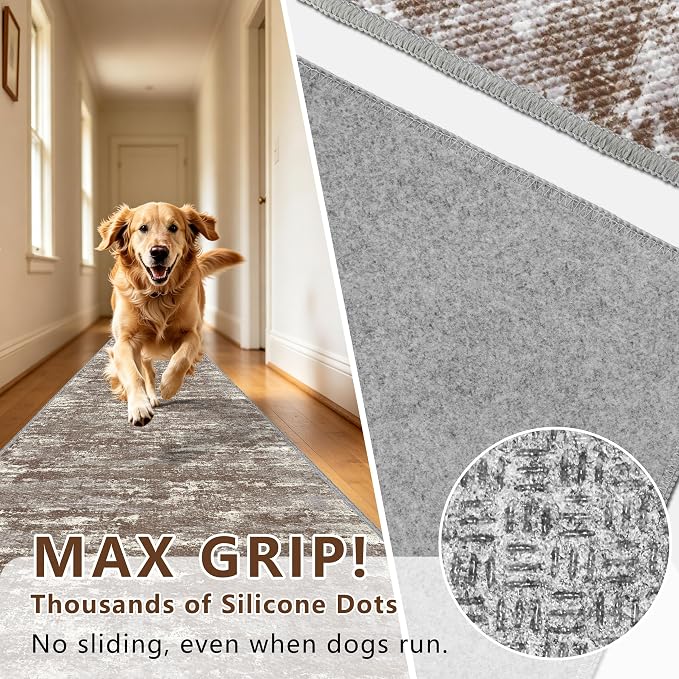 Runners for Hallways Ultra Non-Slip 2x4 Washable Kitchen Rug Abstract Tear and - Image 5