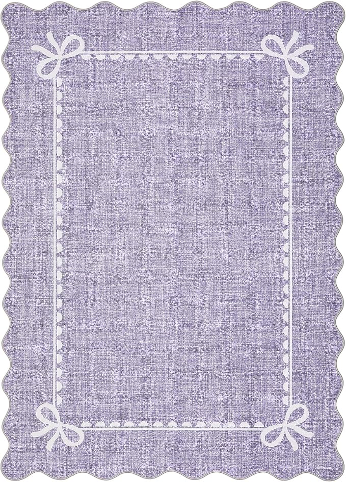GarveeHome Scalloped Bow Rug for Living Room, Solid Purple Rug for Dorm - Image 4