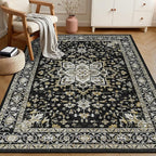5x7 Area Rugs Living Room Rug: Washable Vintage Boho Medallion Rug No Slip - Image 3