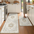 Boho Kitchen Mats for Floor 2 Piece Set Anti Fatigue Cushioned PVC Kitchen Rugs by tubeamin