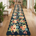 DUKINO 2.6x12 Runner Rug for Hallway, Non Slip Floral Washable Kitchen Rug by DUKINO