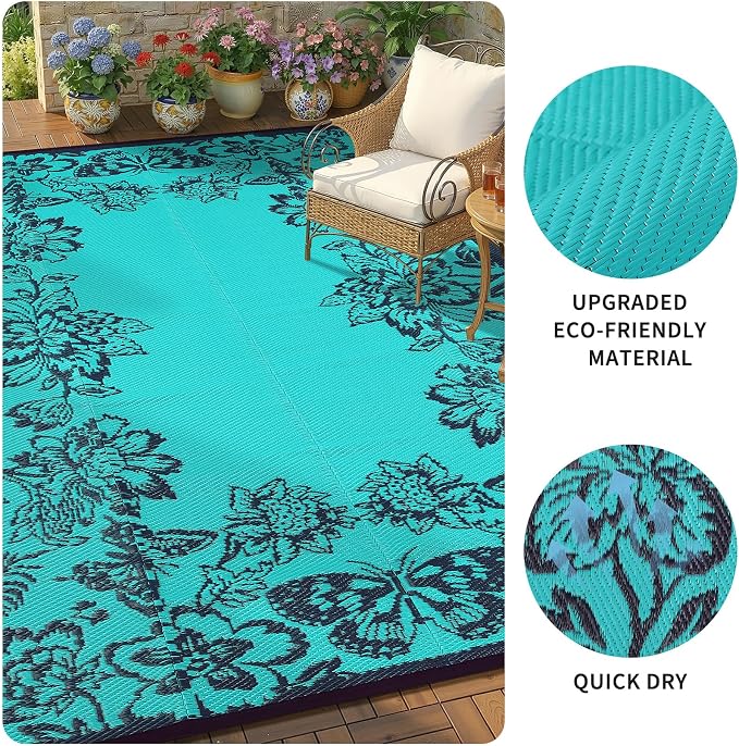 Garvee Outdoor Rugs 9' x 12’ Waterproof Reversible Mats, Large Area Plastic - Image 6