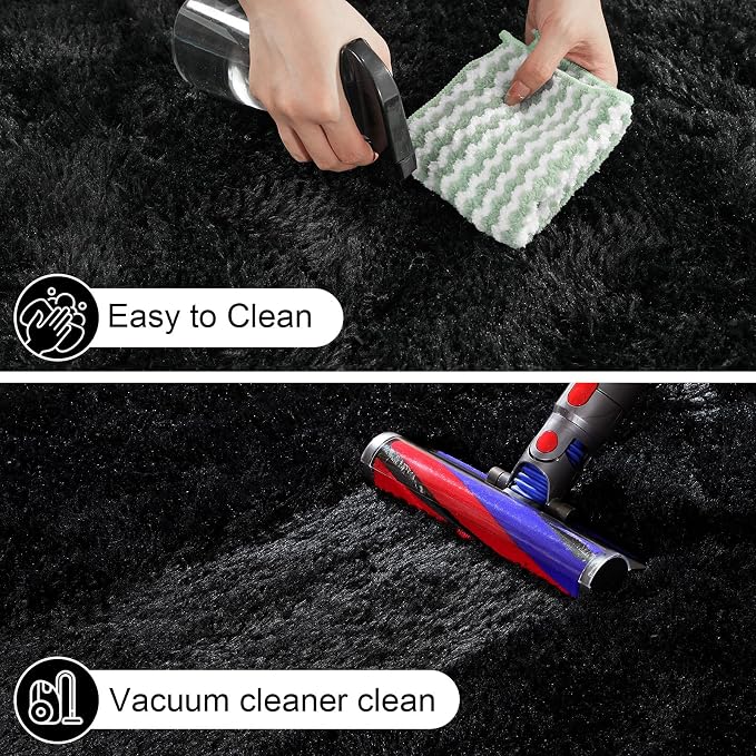 8x10 Area Rugs for Living Room, Large Fluffy Black Rugs for Bedroom, Fuzzy Shag - Image 4