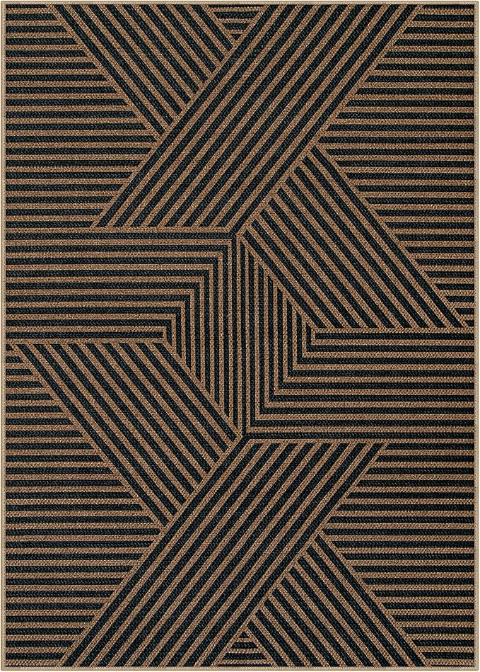 Lahome Enfys Modern Geometric Outdoor Easy Jute Rug, 5x7 Patio Living Room Rug - Image 6