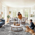 10x10 ft Square Living Room Rug – Washable Modern Abstract Area Rug - Image 4