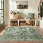 RELEANY Area Rugs 3'x4' Washable Non-Slip, Floral Vintage Distress Medallion - Image 2
