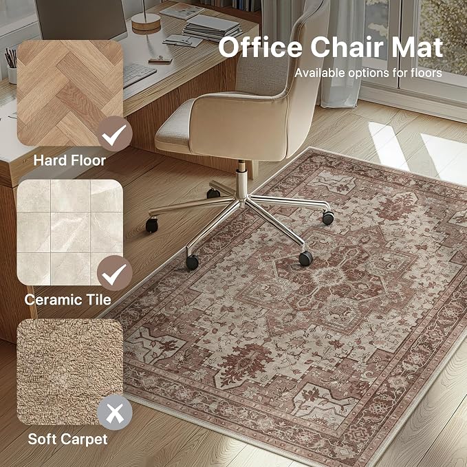 48"x60" Office Chair Mat for Hardwood Tile Floor, Under Desk Carpet Protector - Image 3