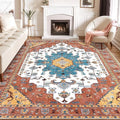SERISSA Boho 8x10 Area Rugs Orange, Washable Vintage Large Living Room Rug by SERISSAHomeDecorCollection