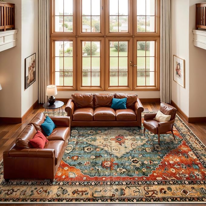SERISSA 10x14 Area Rugs for Living Room, Large Washable Non-Slip Boho Rug - Image 2
