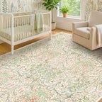Hazo Haus Beige Green Bedroom Rug 5x7 Area Rug - Image 4