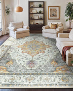 RELEANY Area Rugs Large 9'x12' Washable Non-Slip, Floral Vintage Distress - Image 8