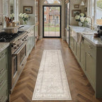 2x5 Washable Vintage Runner Rug Beige Oriental Hallway Kitchen Throw Rug by WondRg