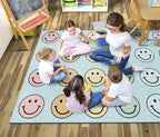 Flagship Carpets Pastel Rainbow Smileys Criss-Cross Applesauce Educational Area - Image 2