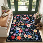 Area Rug Living Room Rugs: Floral 3x5 Washable Rug Vintage Soft Boho Non-Slip by PLHXFRSoftAreaRugs