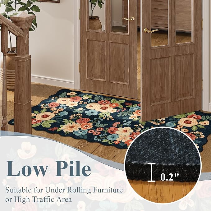 DUKINO 3x6 Washable Runner Rug, Soft Indoor Floral Non Slip Runner Rug - Image 8