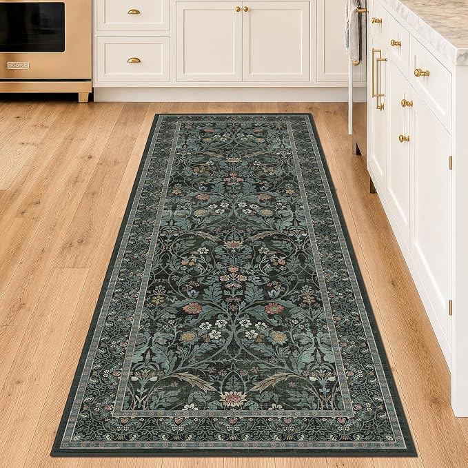 Dusty Teal 2x6 Washable Runner Rug Non Slip - Image 9