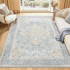 CAPALOCA Machine Washable Rugs Nursery Rug Cute Girl Non Slip Low Pile Water - Image 4