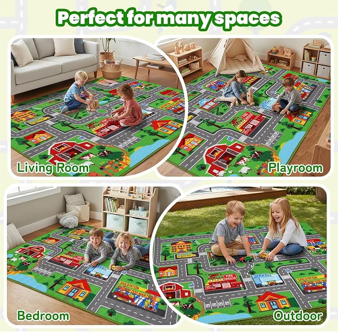 Kids Carpet Playmat Rug 118"x78.7", Car Rug - Image 8