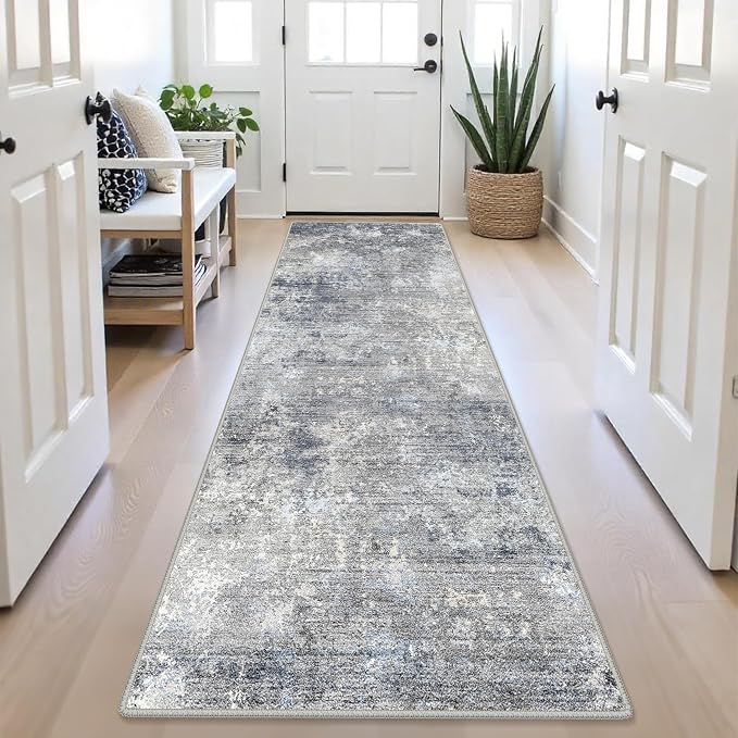3x8 Washable Hallway Runner – Non-Slip Abstract Modern Neutral Wide Carpet - Image 9