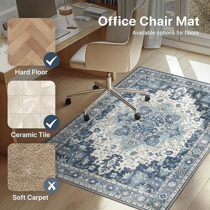 36"x60" Office Chair Mat for Hardwood Tile Floor, Under Desk Carpet Protector - Image 3