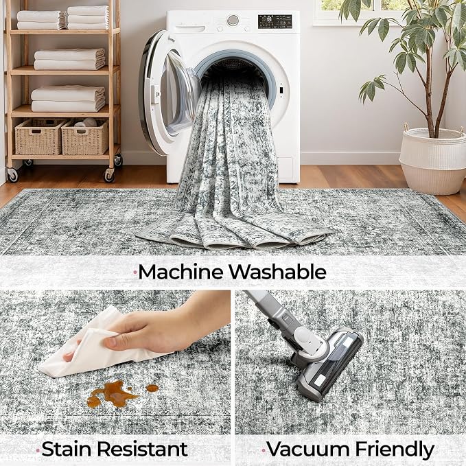 CAPALOCA Machine Washable Rugs Nursery Rug 7x9 Cute Girl Non Slip Low Pile - Image 6