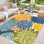 4x6 Washable Rug for Living Room Tropical Botanical Modern Floral Chenille Area - Image 6