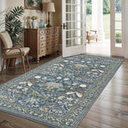 4x8 Washable Kitchen Area Rug: Farmhouse Stain-Resistant Elegant Floral Rug by HYHAOYUNLAI