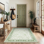 Green 4x6 Small Rug for Living Room Cream Beige and Sage Green Area Rug for - Image 8