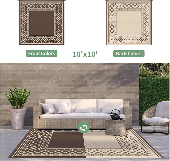 GENIMO Outdoor Rug Waterproof for Patio Decor, Outside Area Mat for Rv - Image 4