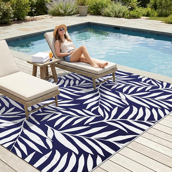 Smiry Outdoor Rug 5x8 ft, Waterproof Reversible Plastic Straw Rugs, Outdoor - Image 3
