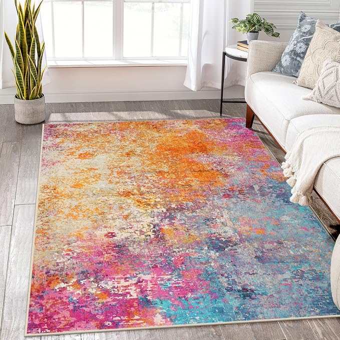 Lahome Modern Abstract Washable 5x7 Area Rugs by Lahome