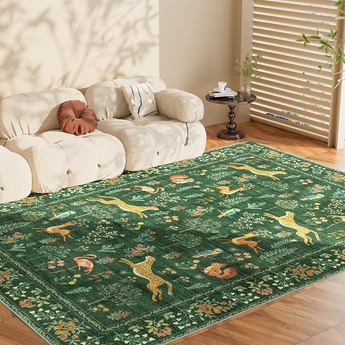 DUKINO 6x9 Rug, Washable Animal Living Room Rug - Image 9