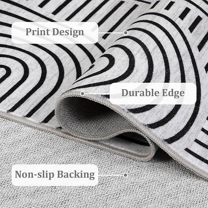 Washable Rug 4x6 Area Rugs for Living Room, Abstract Rug for Bedroom, Soft - Image 7