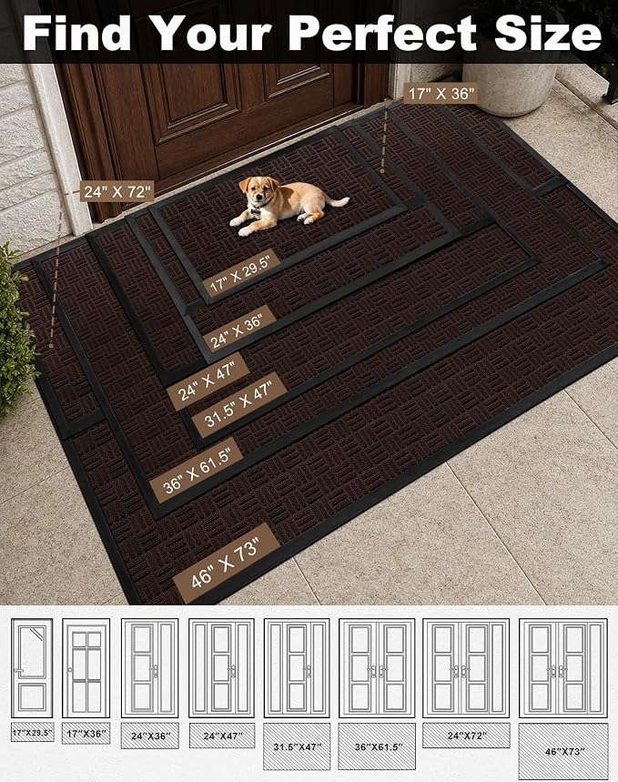 Mibao Front Door Mat Outdoor Entrance, Waterproof Dirt Trapper Doormat - Image 3