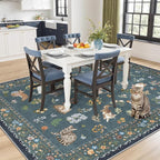 Soalmost Cat 5x7 Area Rugs for Living Room, Machine Washable Animal Floral - Image 3