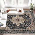 Area Rug 8x10 Vintage Rugs: Large Washable Living Room Rug Retro Medallion by MXSANYOORUG