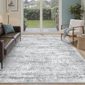 Soalmost 5x7 Area Rugs Gray Low Pile Indoor Washable Trendy Faded Style Rugs by Soalmost
