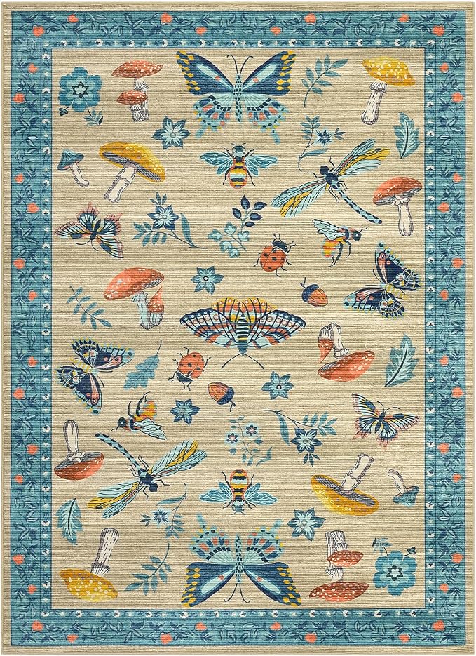 Mushroom Insect Washable Rug 5x7 Area Rugs - Image 5