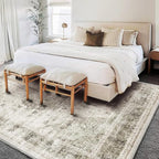 CHAMPLANT Washable Area Rug 10'x14' Floral Khaki Boho Design Non-Shedding Easy - Image 2
