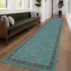 Hazo Haus Washable 3x16 Extra Long Hallway Runner Rug, Boho Aqua Blue Large - Image 3