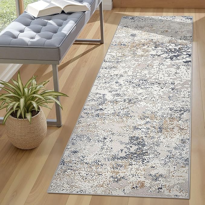 DMOYEST Washable Runner Rug for Hallway: 2x6 Neutral Modern Abstract Low Pile - Image 2